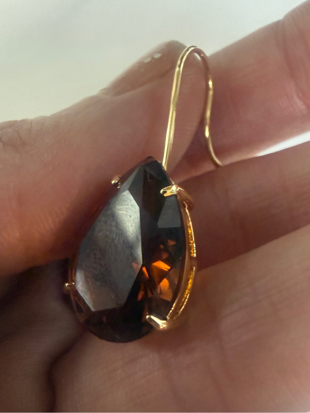 NEW LAUREN Ralph Lauren Brown Teardrop Crystal Drop Earrings - Picture 7 of 10